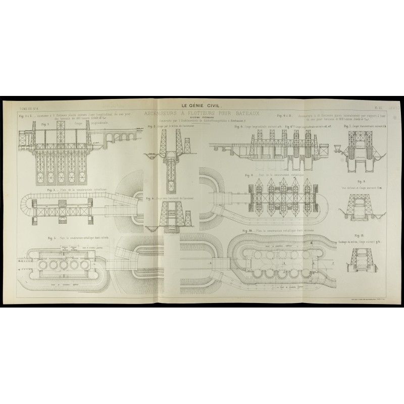 Gravure de 1892 - Ascenseurs à bateaux - 1