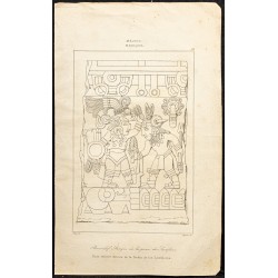 Gravure de 1863 - Bas relief aztèque - 1