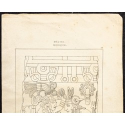 Gravure de 1863 - Bas relief aztèque - 2
