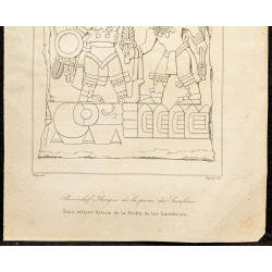 Gravure de 1863 - Bas relief aztèque - 3