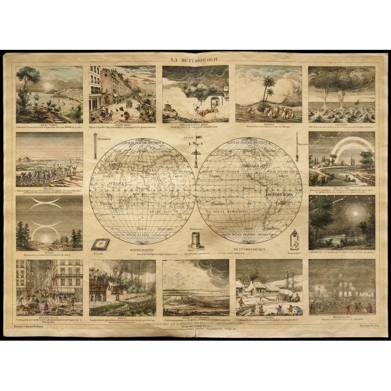 Gravure de 1853 - La météorologie (Lithographie) - 1