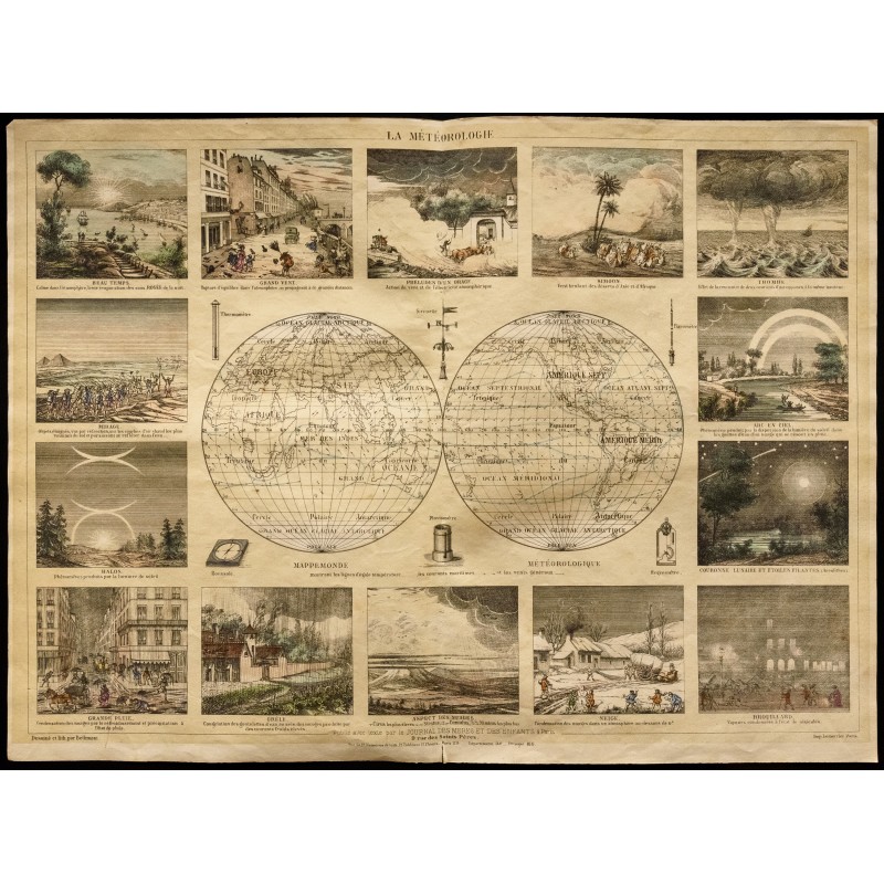 Gravure de 1853 - La météorologie (Lithographie) - 1