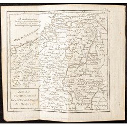 Gravure de 1750 - Carte des Pays-bas Belgiques - 1