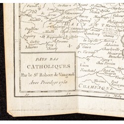 Gravure de 1750 - Carte des Pays-bas Belgiques - 4