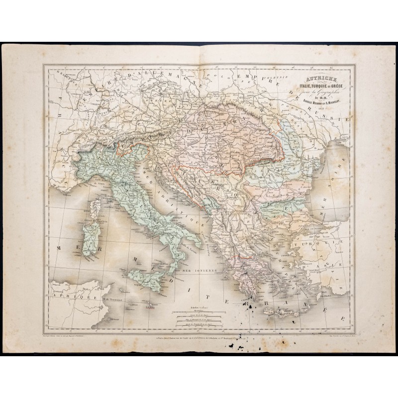 Gravure de 1879 - Italie Autriche Balkans et Grèce - 1