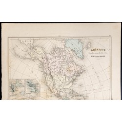 Gravure de 1879 - Carte de l'Amérique - 2