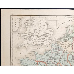 Gravure de 1875 - Carte de l'Europe occidentale - 2