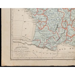 Gravure de 1875 - Carte de l'Europe occidentale - 4