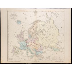 Gravure de 1879 - Carte de l'Europe - 1