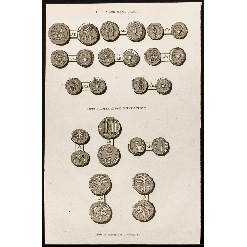 Gravure de 1844 - Médailles samaritaines - 1