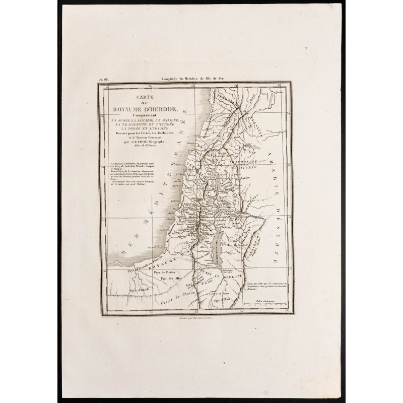 Gravure de 1844 - Carte du royaume d'Hérode - 1