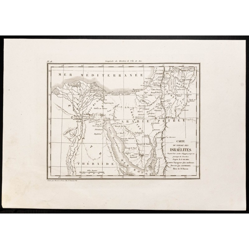 Gravure de 1844 - Carte ancienne de l'Exode - 1