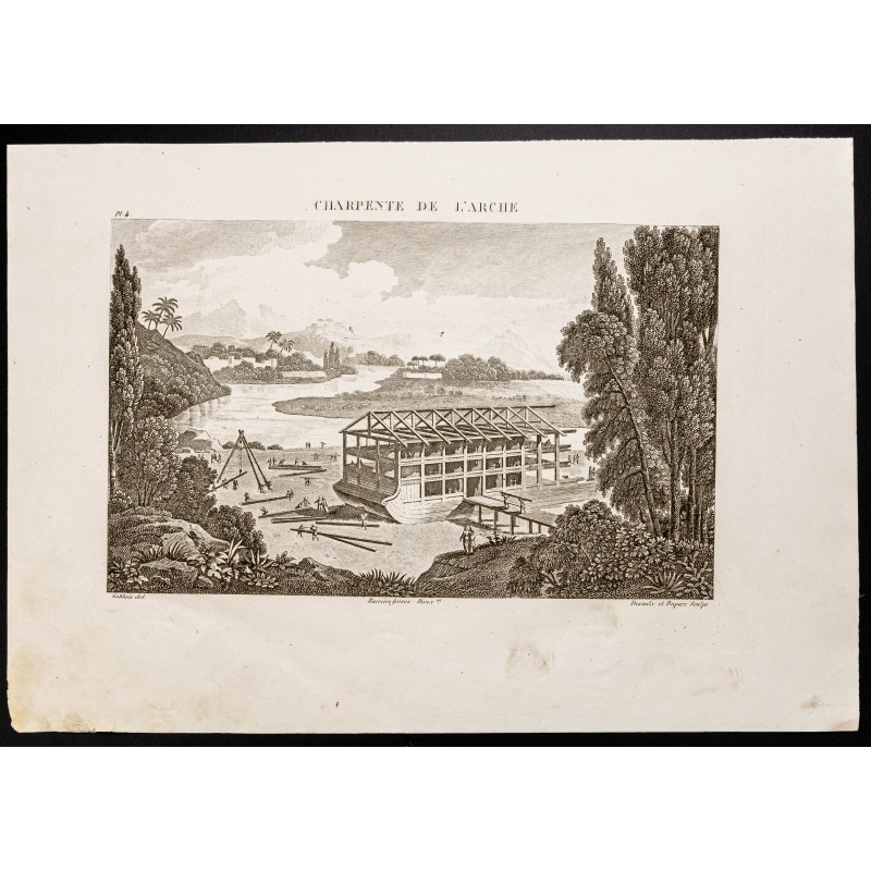 Gravure de 1844 - Charpente de l'Arche de Noé - 1