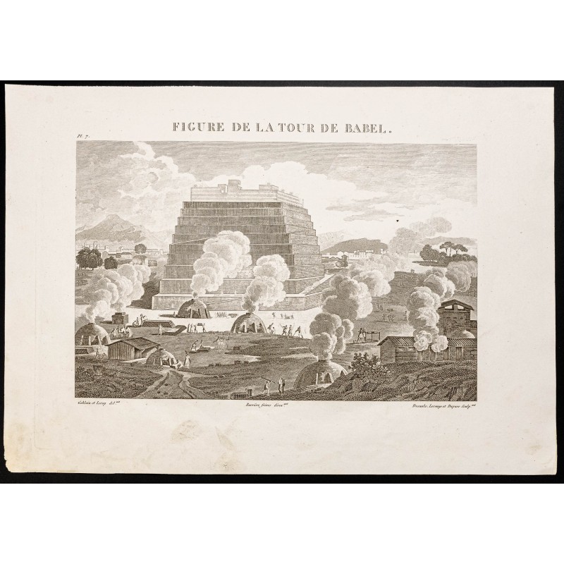Gravure de 1844 - La Tour de babel - 1