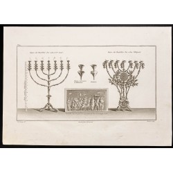 Gravure de 1844 - Le chandelier d'or à 7 branches - 1