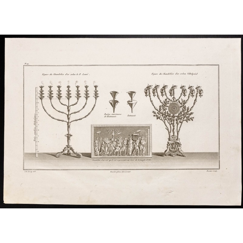 Gravure de 1844 - Le chandelier d'or à 7 branches - 1