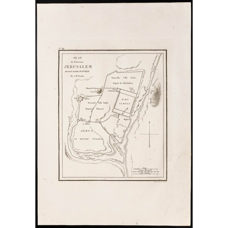 Gravure de 1844 - Plan de Jérusalem - 1