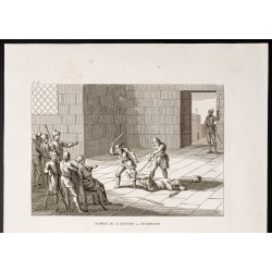 Gravure de 1844 - La Question et le fouet - Torture - 2