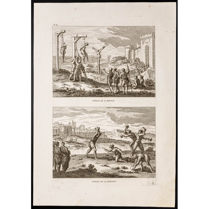 Gravure de 1844 - Potence et Lapidation - 1