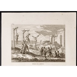 Gravure de 1844 - Potence et Lapidation - 2