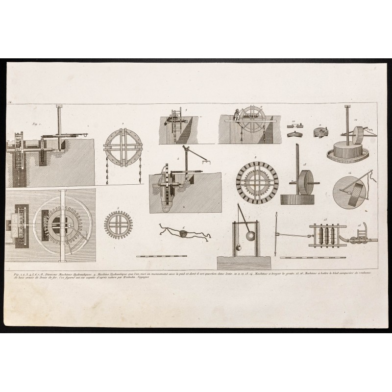 Gravure de 1844 - Machines hydrauliques - 1