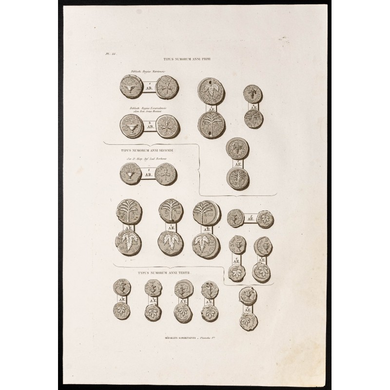 Gravure de 1844 - Médailles samaritaines - 1