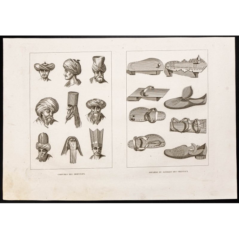 Gravure de 1844 - Coiffures des orientaux - 1