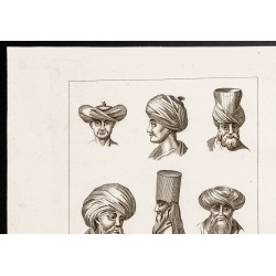 Gravure de 1844 - Coiffures des orientaux - 2