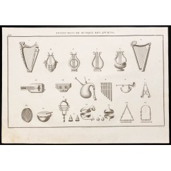 Gravure de 1844 - Anciens instruments de musique - 1