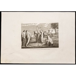 Gravure de 1844 - Danseuses et musiciens - 1