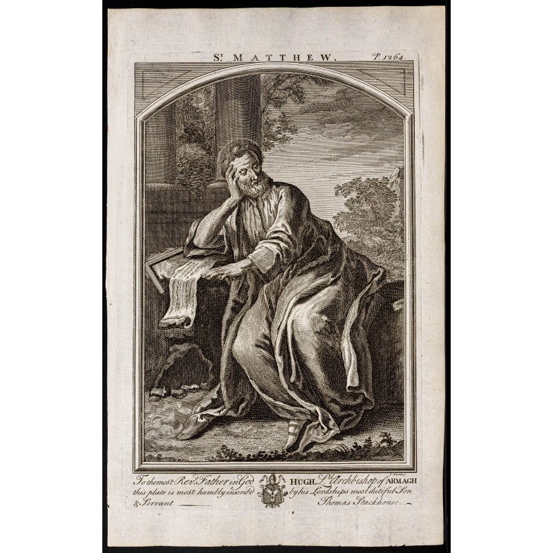 Gravure de 1733 - Portrait de saint Matthieu - 1