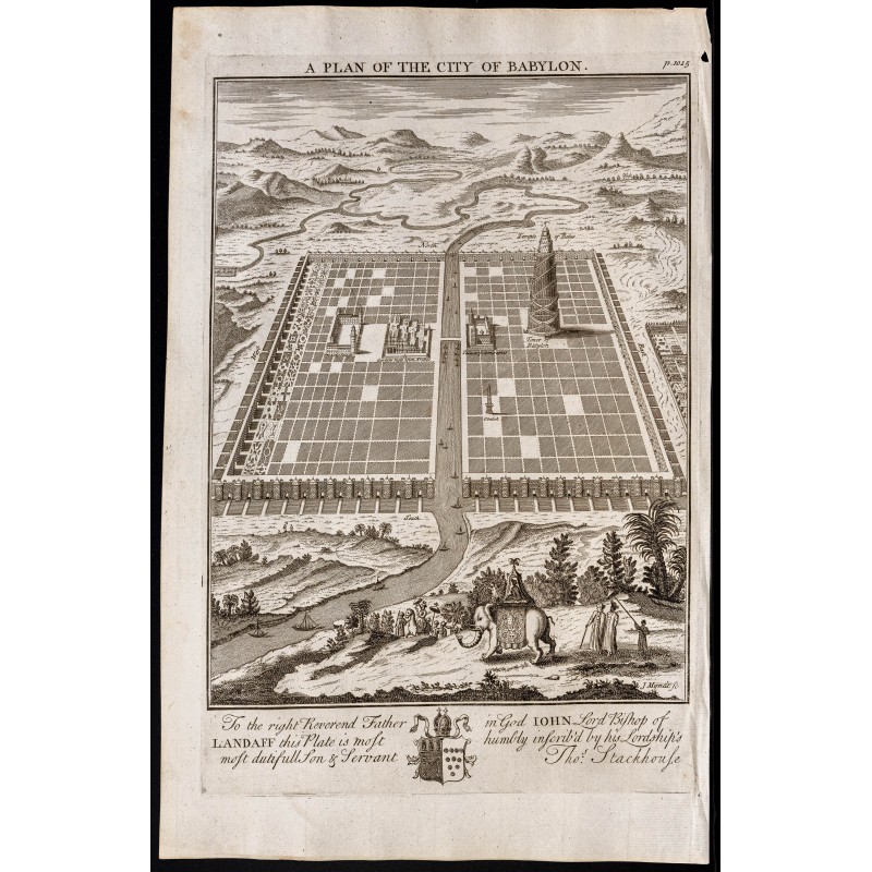 Gravure de 1733 - Plan de la ville de Babylone - 1