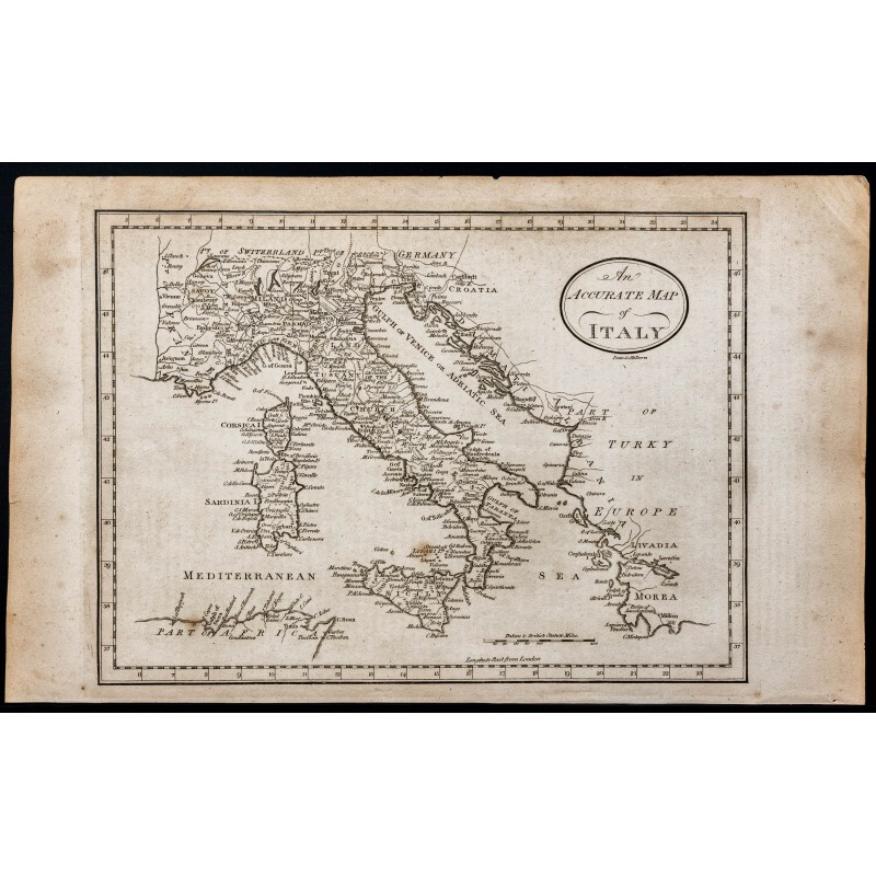 Gravure de 1800 - Carte de l'Italie - 1