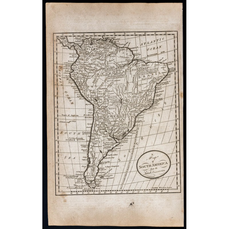 Gravure de 1800 - Carte de l'Amérique du sud - 1