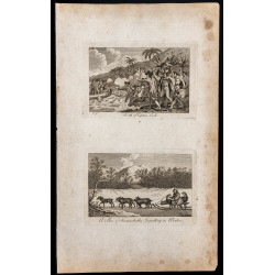 Gravure de 1800 - Mort du Capitaine Cook - 1