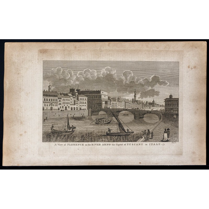 Gravure de 1800 - Vue de la ville de Florence - 1