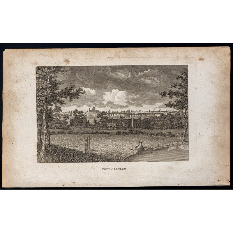 Gravure de 1800 - Vue de la ville de Londres - 1