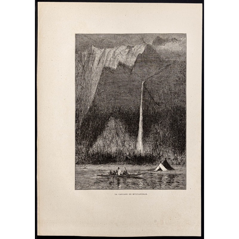 Gravure de 1880 - La cascade de Multanomah - 1