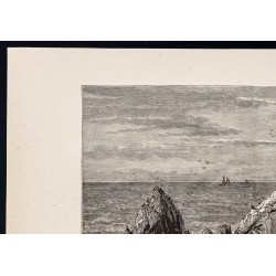 Gravure de 1880 - Seal Rock à San Francisco - 2