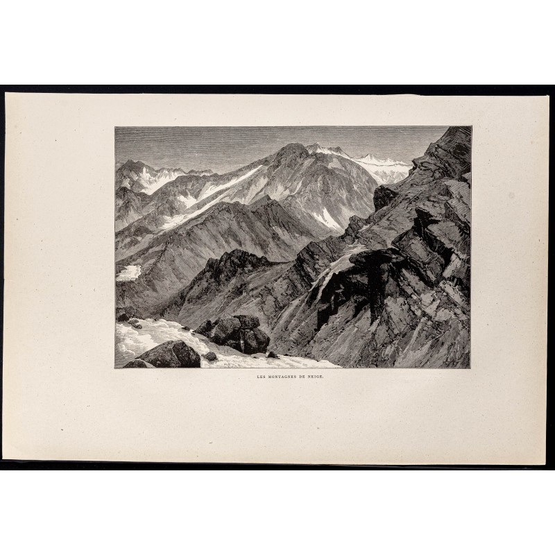 Gravure de 1880 - Les montagnes de neige - 1