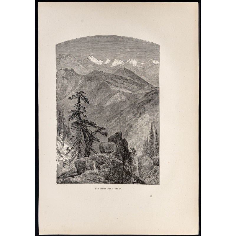 Gravure de 1880 - Les cimes des sierras - 1