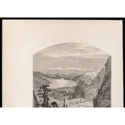 Gravure de 1880 - Lac Donner en Californie - 2