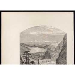 Gravure de 1880 - Lac Donner en Californie - 2