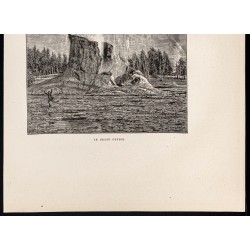 Gravure de 1880 - Le grand Geyser du parc Yellowstone - 3