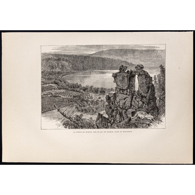 Gravure de 1880 - Devil's Lake dans le Wisconsin - 1