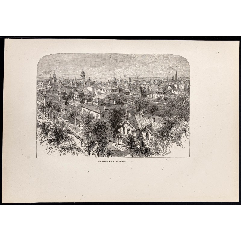 Gravure de 1880 - La ville de Milwaukee - 1