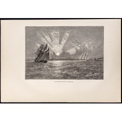 Gravure de 1880 - Le lac Michigan - 1