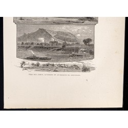 Gravure de 1880 - Rivière Ohio vers Cincinnati - 3