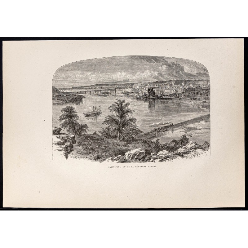 Gravure de 1880 - Saint Paul dans le Minnesota - 1