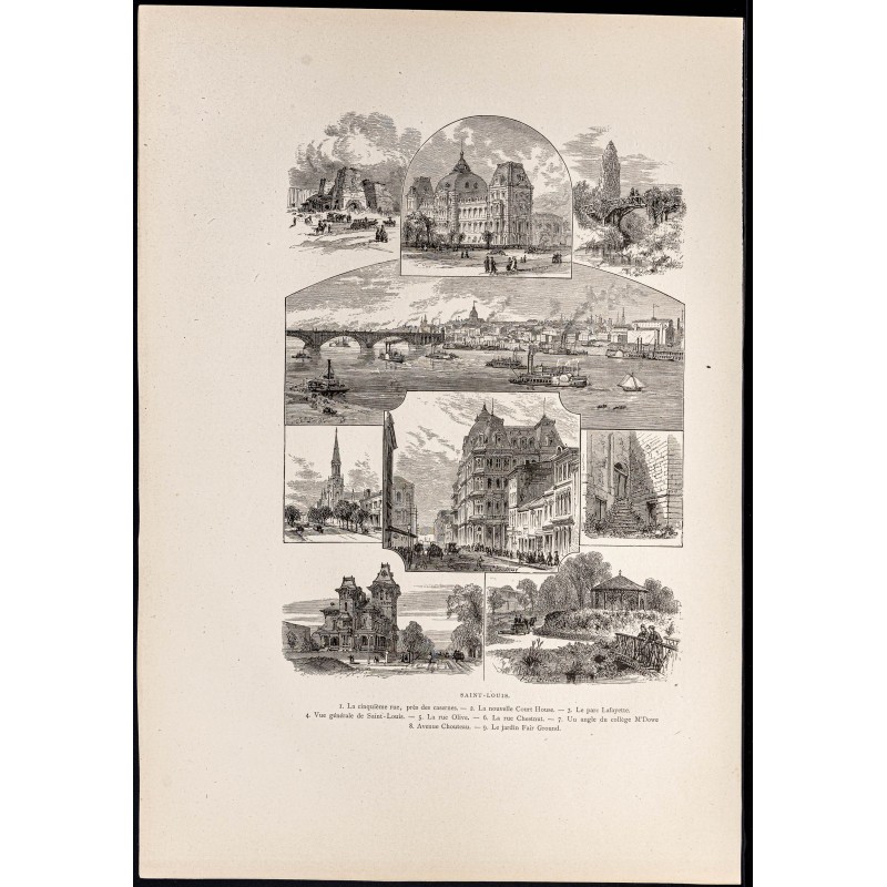 Gravure de 1880 - Saint-Louis dans le Missouri - 1